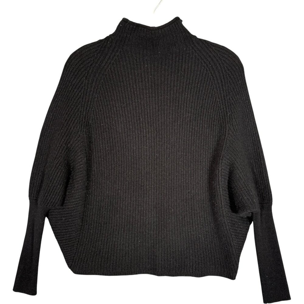 Club Monaco 100% Cashmere Emma Sweater Dolman Sleeve Ribbed Mockneck Black S